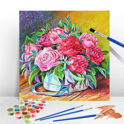 Creative Flowers DIY Art Paint By Numbers Kit Hand Painted On Canvas