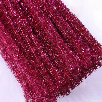 10/50/100 Glitter Chenille Stem Pipe Cleaner Plush Metal Foil Stem Wire Sticks DIY