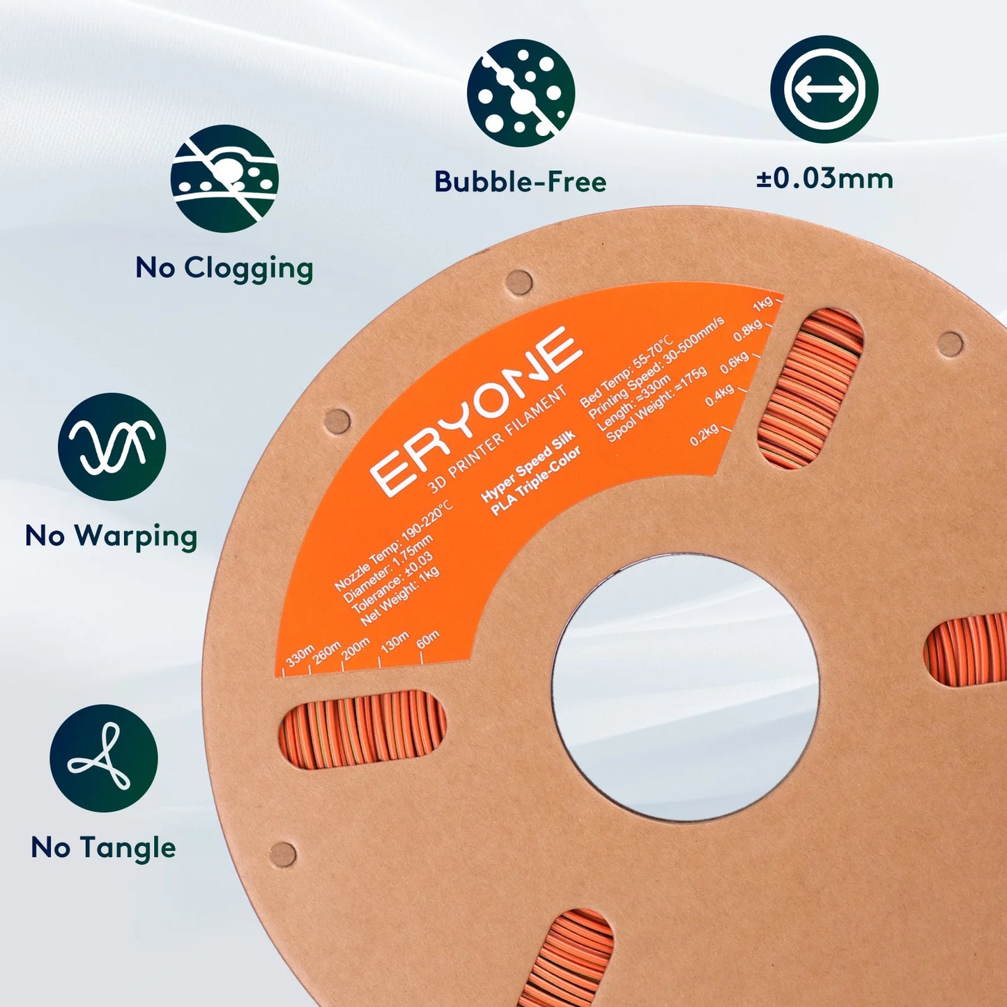 ERYONE High Speed Filament Silk PLA Filament Rapid PLA 3D Printing Filament, 30-500mm/s 1kg(2.2LBS)/Spool for 3D Printer