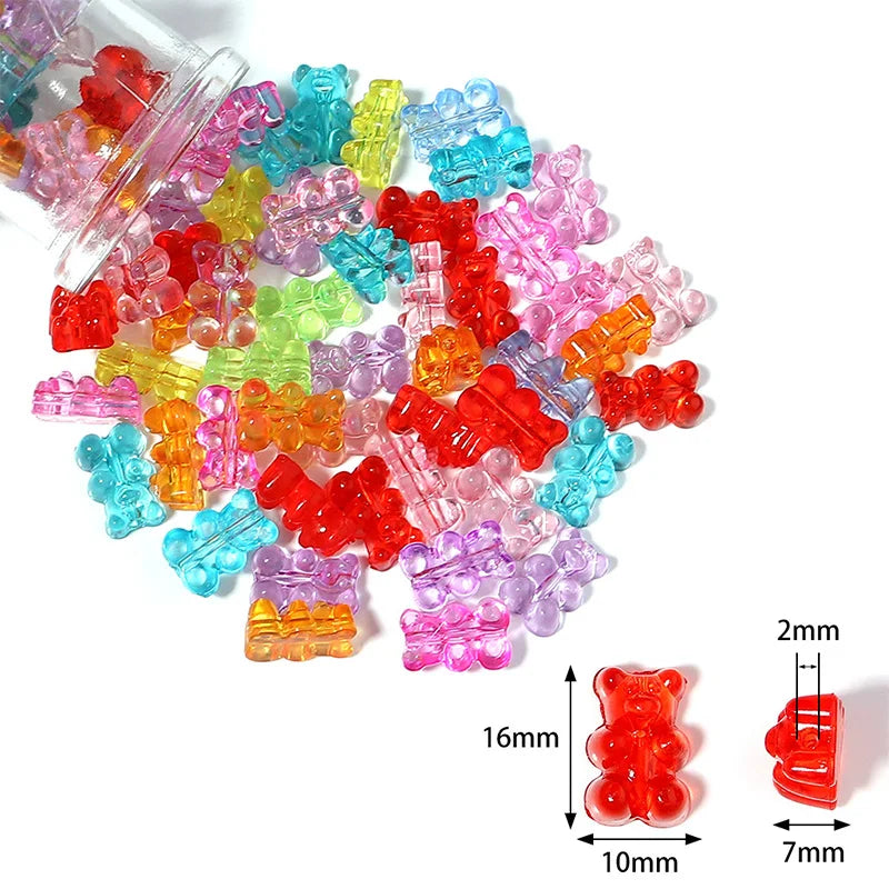 10-50pcs Color Bear Acrylic Beads Transparent Cute Gummy Bear Series Bead for Jewelry Making