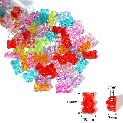 10-50pcs Color Bear Acrylic Beads Transparent Cute Gummy Bear Series Bead for Jewelry Making