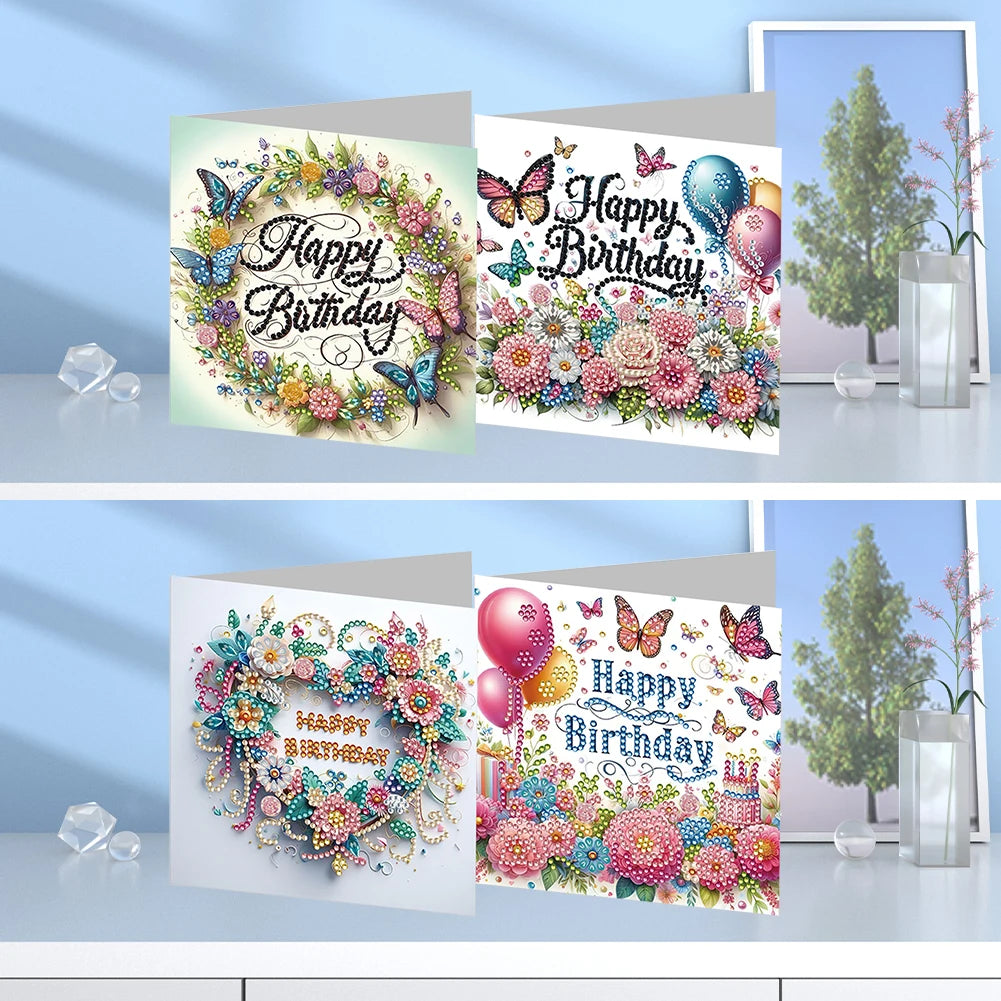 4/6/8/12PCS Diamond Painting Greeting Cards DIY 5D Christmas Collections Festival Cards