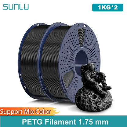 SUNLU 2KG PETG/PETG Clear Filament 1.75 ±0.02mm 1kg Spool (2.2lbs)