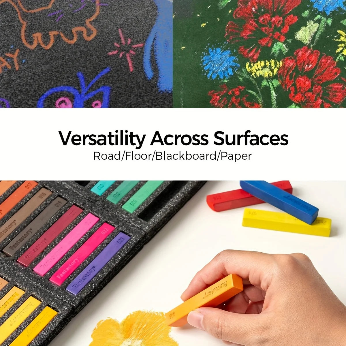 Fantastory 72 Colors Long Soft Chalk Pastels Set, Non-Toxic