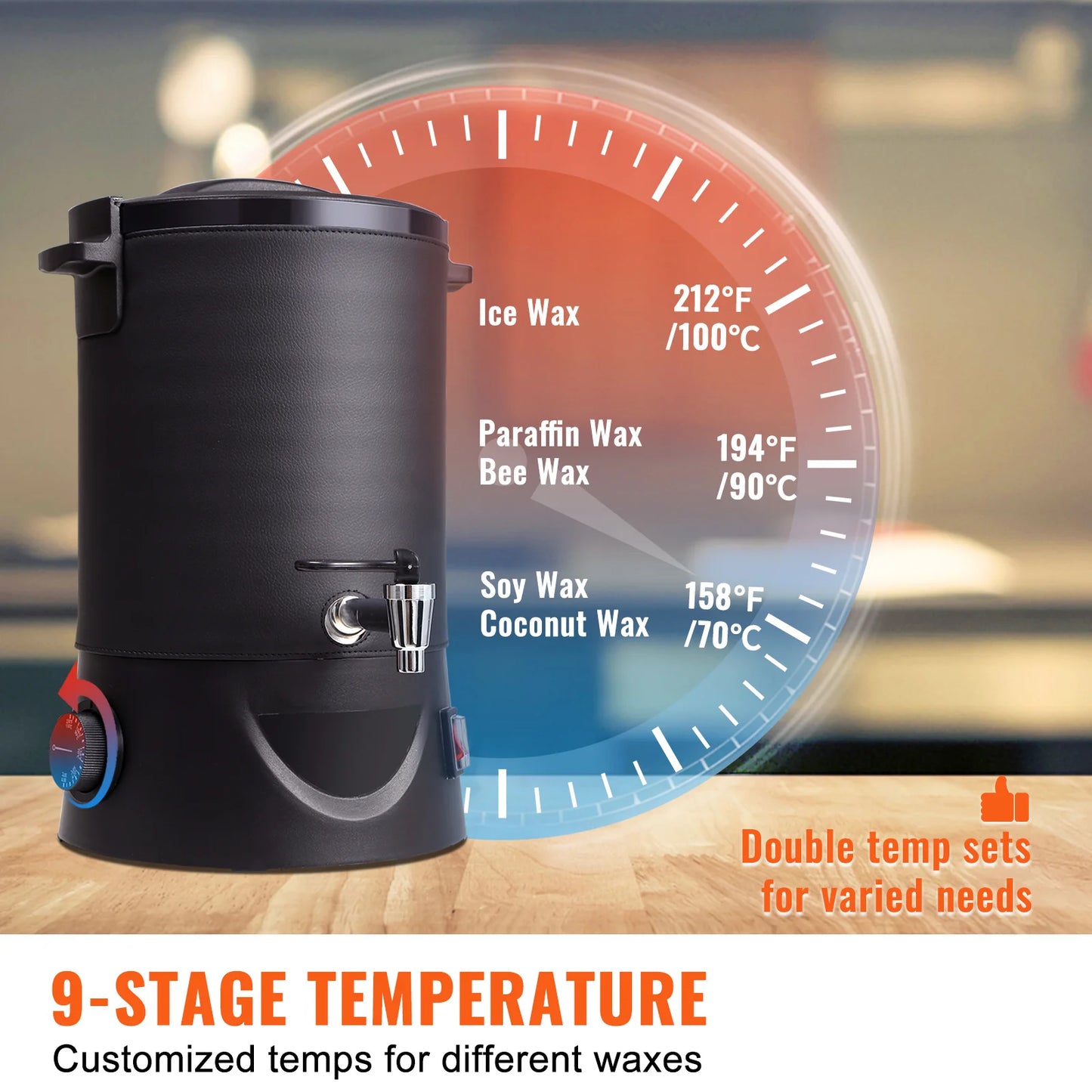 SucceBuy 6.5L 10L Wax Melter Large Electric Wax Melting Pot Easy Pour Spout 9-Level Temp Control