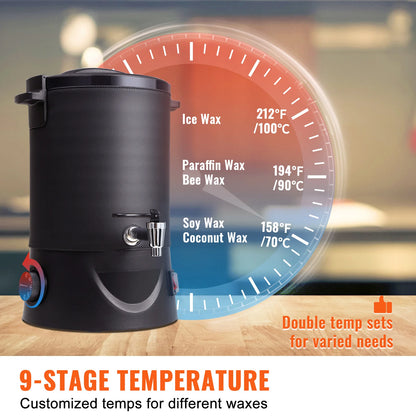 SucceBuy 6.5L 10L Wax Melter Large Electric Wax Melting Pot Easy Pour Spout 9-Level Temp Control