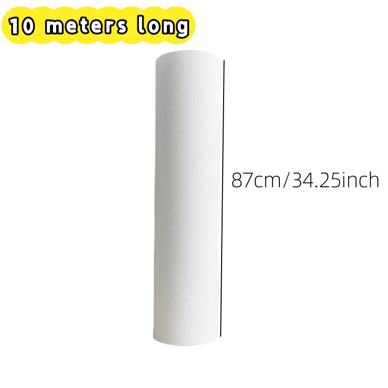 10M/Roll Cotton Canvas Roll,White Blank Specialized Suitable for Oil Painting,Acrylic Pigments,27,37,47,,57,67,77,87cm Wide