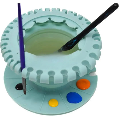 Brush holder and silicone cleaning system for acrylic, watercolor and water-based media