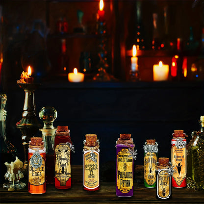 164 pcs Halloween Potion Bottles with Cork, Indoor Witchcraft Supplies Apothecary Bottles