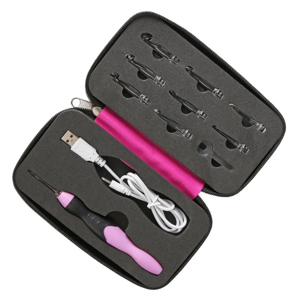 9 in 1 USB Light Up Crochet Hooks Handmade Knitting Needles LED Sewing Tools Set