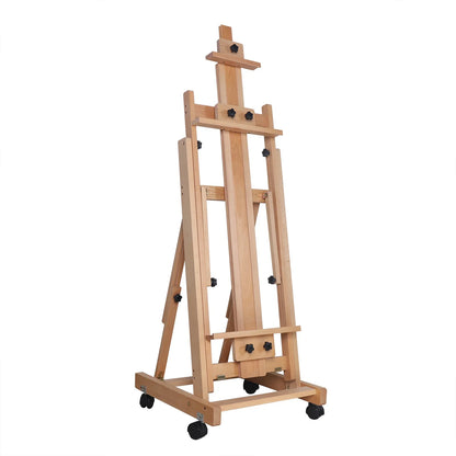 Sketch Easel Flat Standing Dual-Purpose, Large Heavy-Duty Studio Artist Easel H-Frame Wood