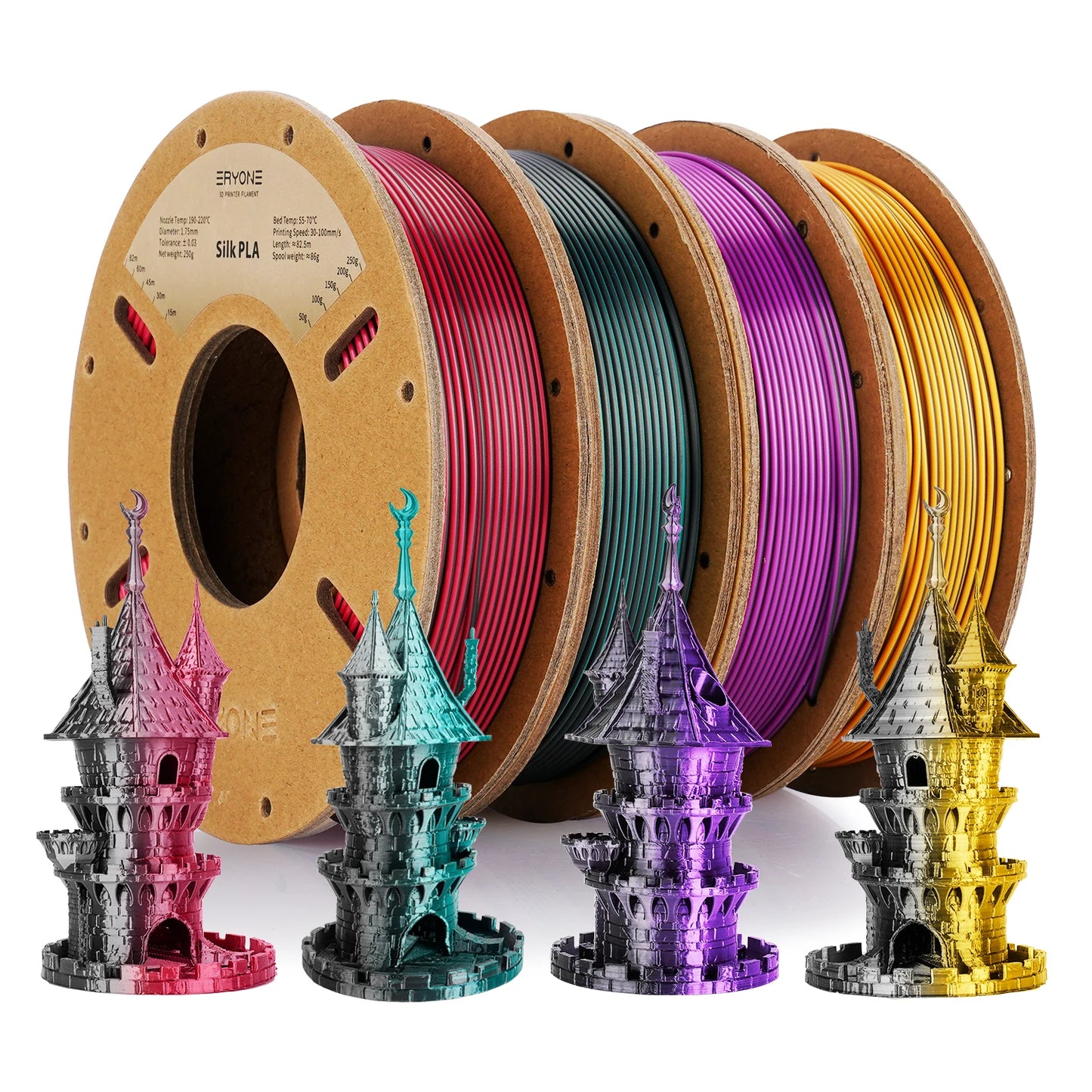 ERYONE PLA Silk Dual Color Premium Filament 3D Print, Diameter:1.75mm, Tolerance:+/-0.03mm,1KG/Spool