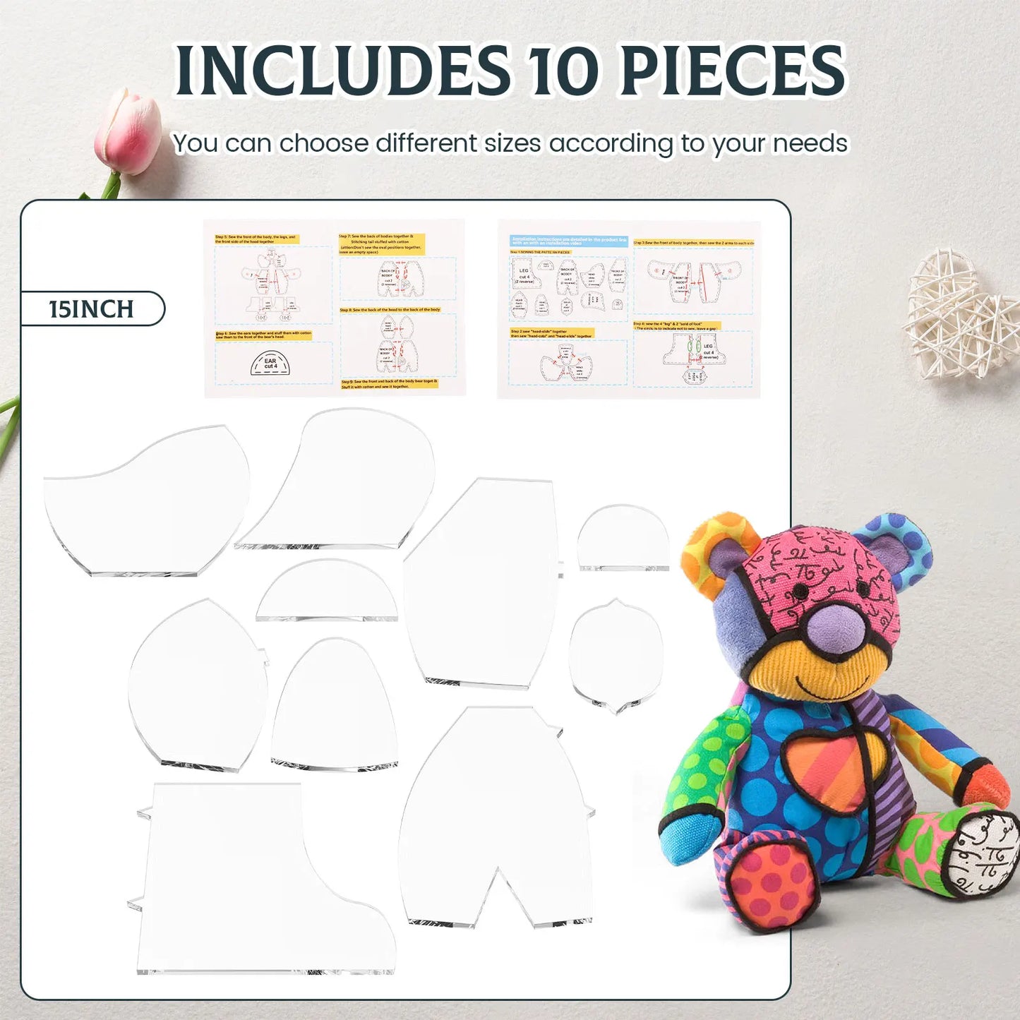 Bear template acrylic sewing pattern ruler set is easy to operate and suitable for multi-purpose tailoring