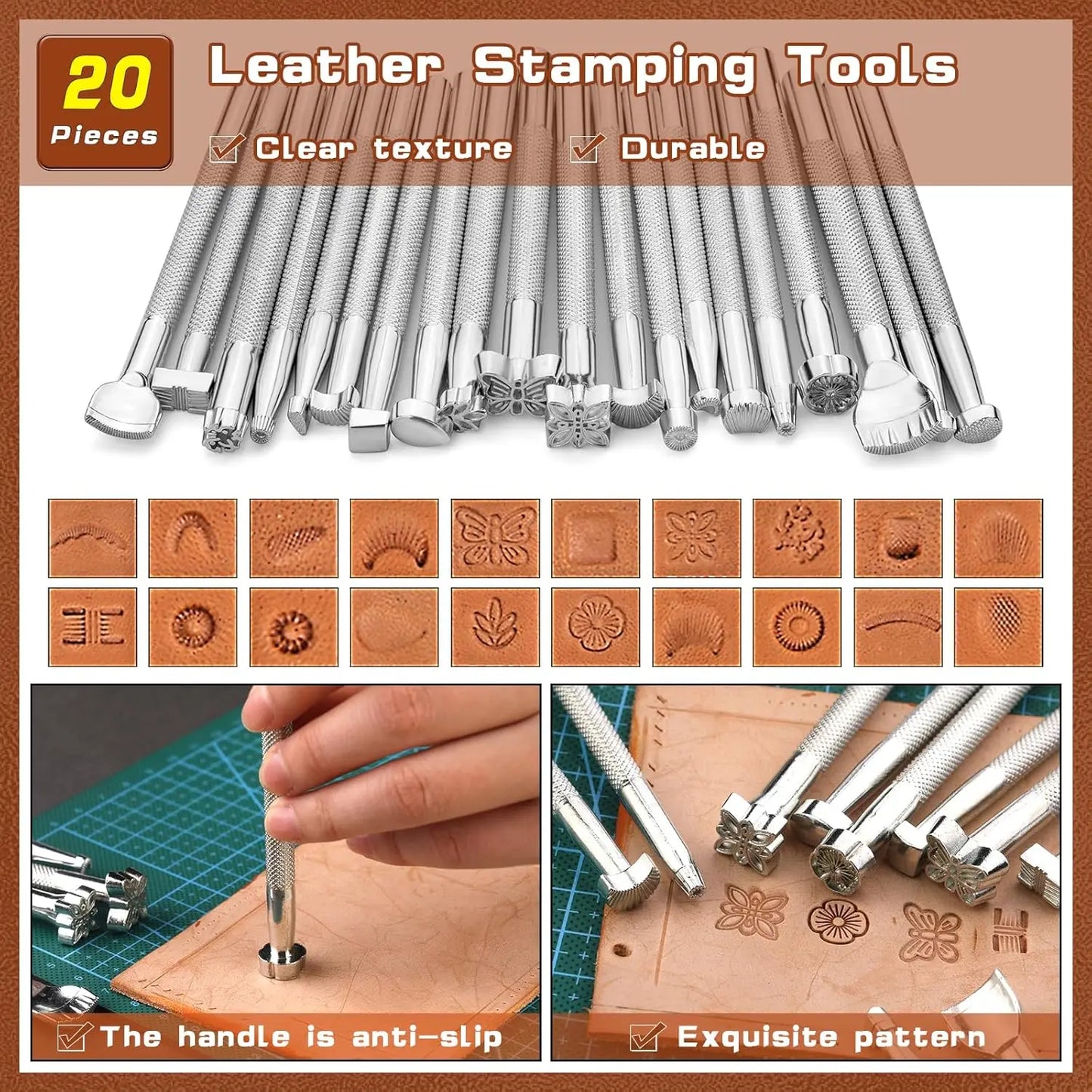 92-Piece Leather Crafting Tool Kit with Storage Bag for DIY Carving, Punching, Sewing & Stamping Projects