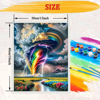 Colorful Tornado DIY Art Paint By Numbers Landscape Kit Hand Painted On Canvas