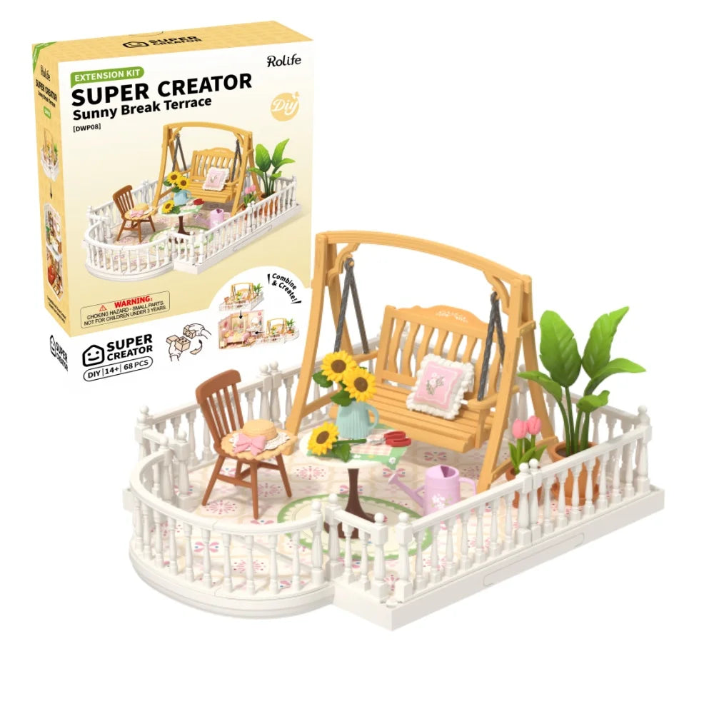 Robotime DIY Miniature Dollhouse Kit with Accessories Model Kit with LED to Build