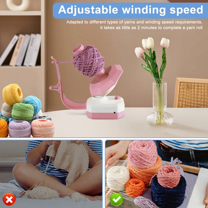 Electric yarn ball winding machine with adjustable speed