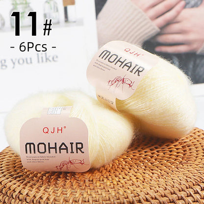 6pcs Soft Mohair Yarn Knitting Angora Yarn for DIY Knitting, Fluffy Lace for Sweater, Scarf, Shawl,25g/pcs