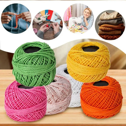 Cotton Yarn Threads Balls 16 Rolls Of Solid Color Crochet Knitting