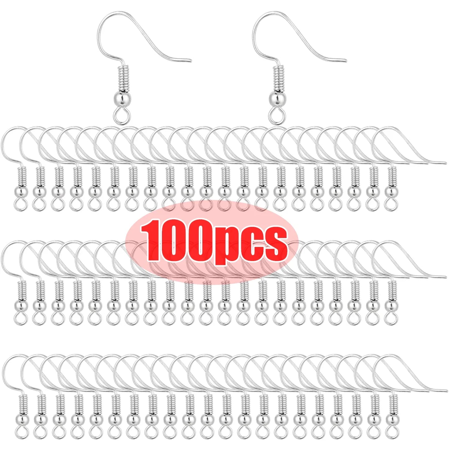 100/200pcs DIY Earring Findings Clasps Hooks Stainless Steel Hypoallergenic Earring Making Accessories Hook Earwire