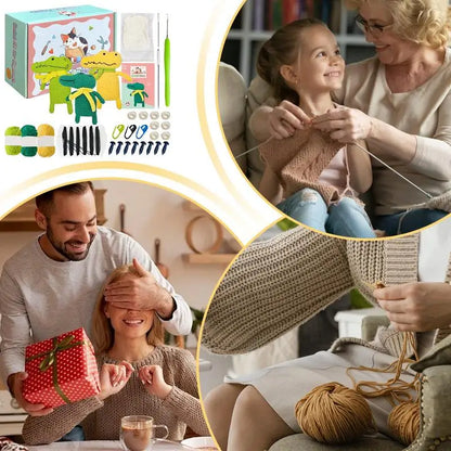 Crochet Kits For Adults Knitting Cartoon Crocodile Crocheting Kit With Step-By-Step Tutorials