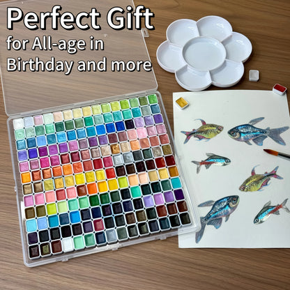 180 Colors Pearl Shimmer Watercolor Paint Set – Premium Metallic Shifting, Vibrant Professional Pigments