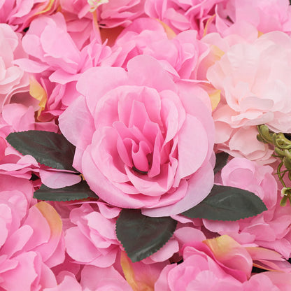 12 Pcs Flower Wall Panels Pink Wall Backdrop Panels Set 60x40cm Artificial Rose & Dahlia