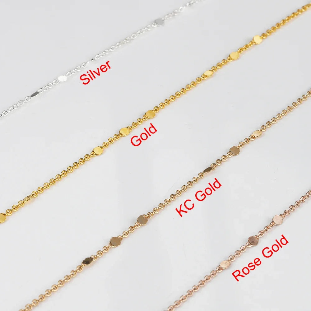 No Fade 2Meters Sequins Chain Necklace Gold Silver Chain Metal Copper Cable Chains