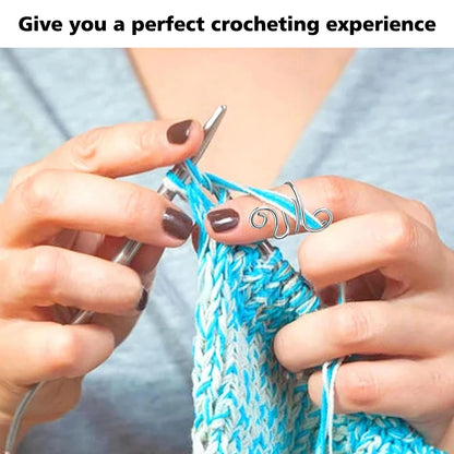 3pcs Adjustable Knitting Crochet Loop Ring Yarn Guide Finger Holder Thimble Crocheters
