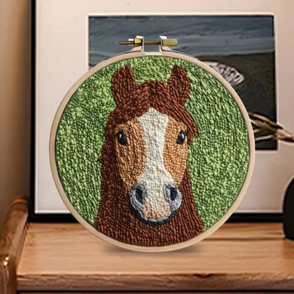 Cartoon Animal Punch Needle Embroidery Kit Landscape Rug