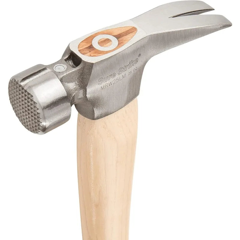 ESTWING Sure Strike California Framing Hammer  25 oz Straight Rip Claw with Milled Face & Hickory Wood Handle  MRW25LM