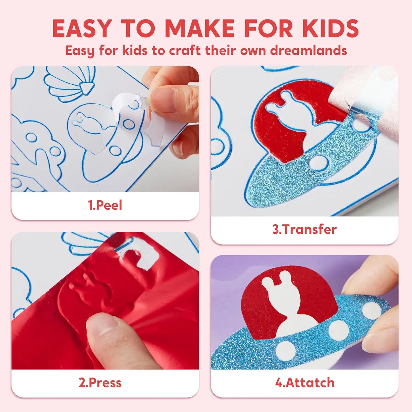 JOYFY Foil Art Kit Arts & Crafts Supplies Mess Free Coloring Foil Foam Stickers Creative