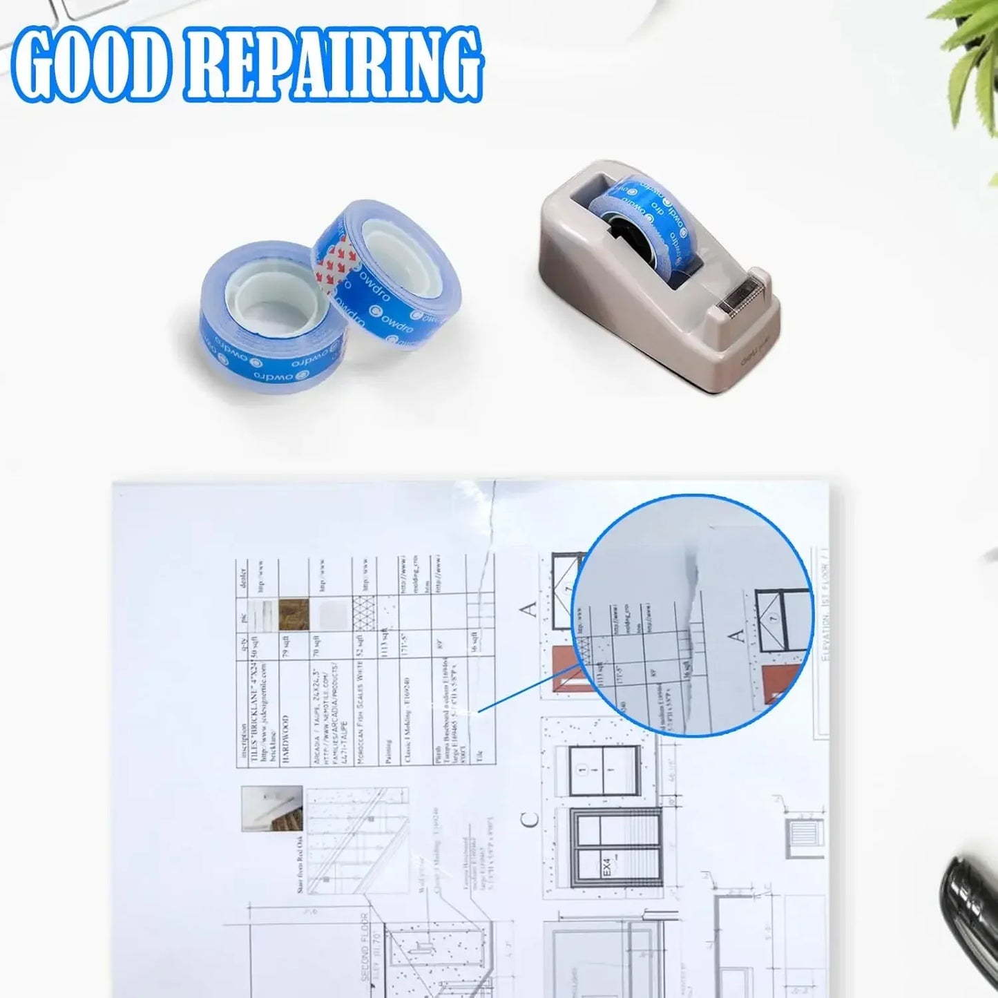 12 rolls of sellotape fill dispenser, easy to tear by hand
