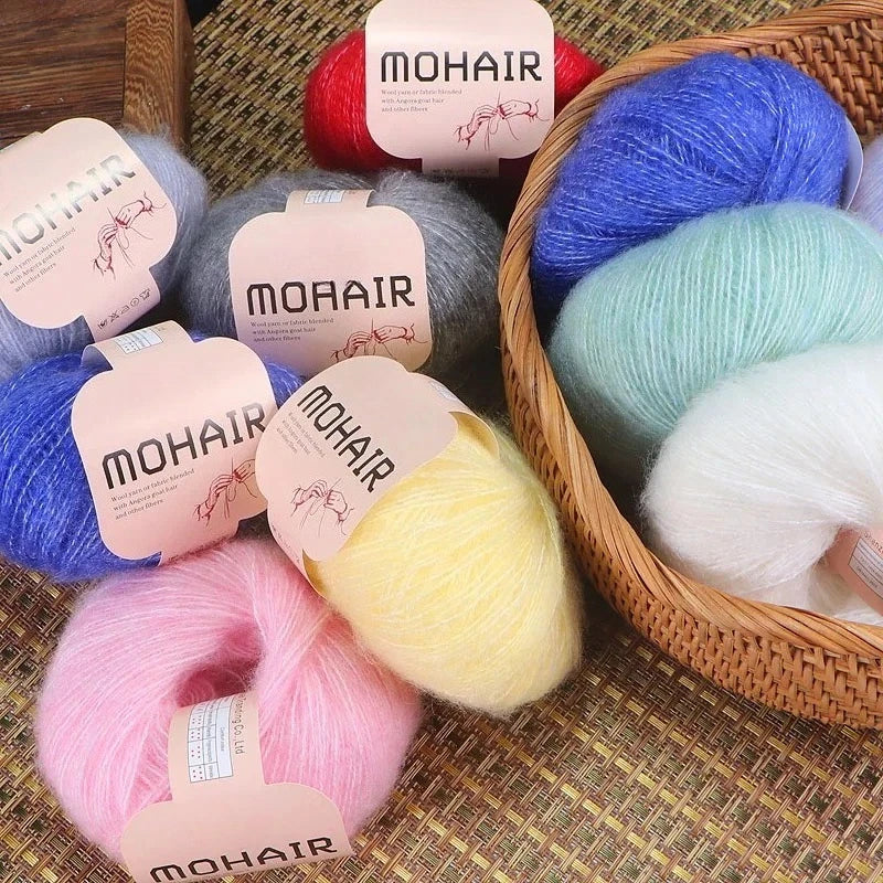 6pcs Soft Mohair Yarn Knitting Angora Yarn for DIY Knitting, Fluffy Lace for Sweater, Scarf, Shawl,25g/pcs