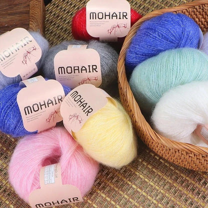 6pcs Soft Mohair Yarn Knitting Angora Yarn for DIY Knitting, Fluffy Lace for Sweater, Scarf, Shawl,25g/pcs