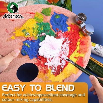 19 pcs Marie's Oil Paint Kit, 12ml/0.42oz Oil-Based Pigment & 7pcs Brushes, Professional Art Supplies Set