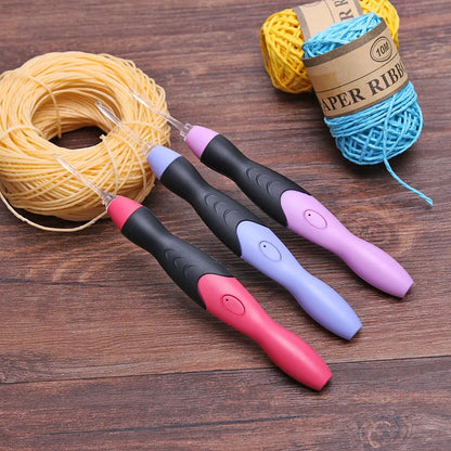 9 in 1 USB Light Up Crochet Hooks Handmade Knitting Needles LED Sewing Tools Set