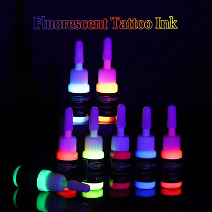 Fluorescent Tattoo Ink Kit 8 Color Safe Non-toxic Stylish Body Art Ink Kit That Glows