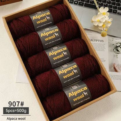 Alpaca Wool Yarn 500g DIY Knitting Kit 245 Stick Needle Thick Warm Yarn