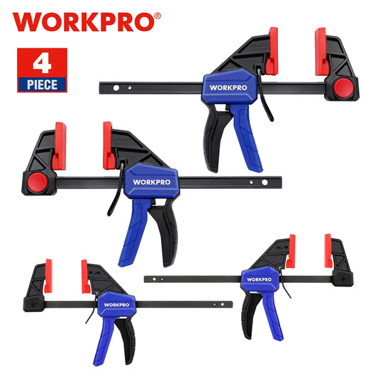 WORKPRO 4 Piece Bar Clamp Set Woodworking Work Bar F Clamp Clip Set 4.5-inch & 6-inch