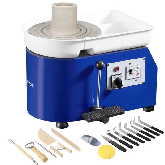Pottery Wheel for Beginners 350W 11in Clay Forming Machine Adjustable 0-300RPM Speed Handle Pedal Control ABS Detachable