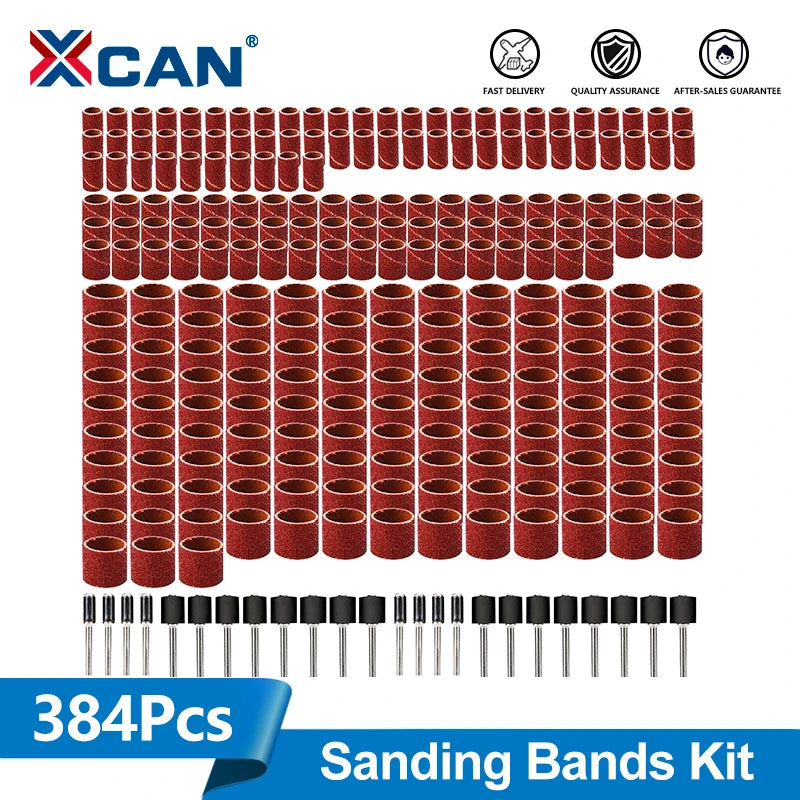 XCAN Sanding Drum Set Sanding Bands With 1/2 3/8 1/4 Inch Sanding Mandrels For Dremel Rotary Tools  80 120 320 Grit