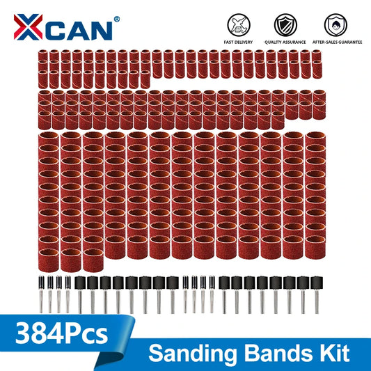 XCAN Sanding Drum Set Sanding Bands With 1/2 3/8 1/4 Inch Sanding Mandrels For Dremel Rotary Tools  80 120 320 Grit