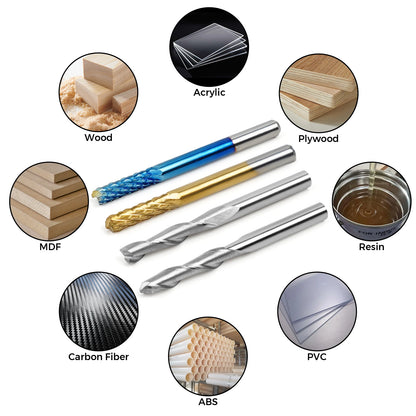 Milling Cutter 40pcs 3.175mm Shank Ball Nose End Mill 2 Flute Flat CNC Router Bits PCB Milling Cutter for CNC