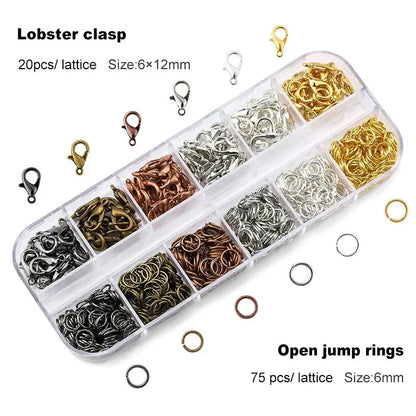 Zinc Alloy Open Jump Rings Lobster Clasps Bracelet Necklace Chain Accessories Kits