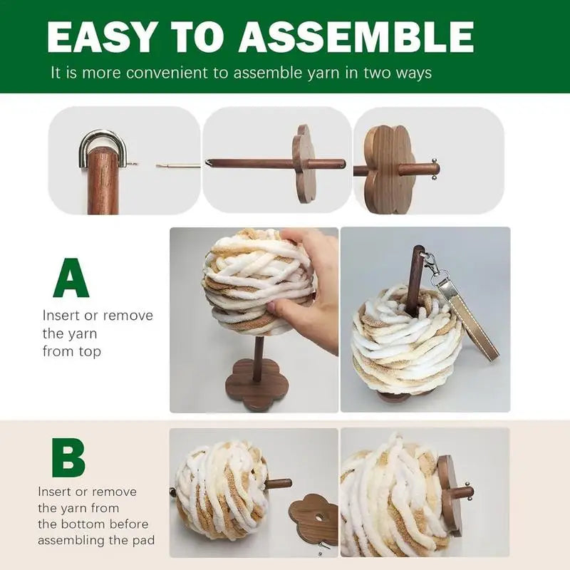 Wrist Wooden Yarn Ball Holder With Wristband Yarn Spinner Stand For Preventing Yarn Entanglement