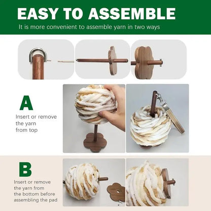Wrist Wooden Yarn Ball Holder With Wristband Yarn Spinner Stand For Preventing Yarn Entanglement