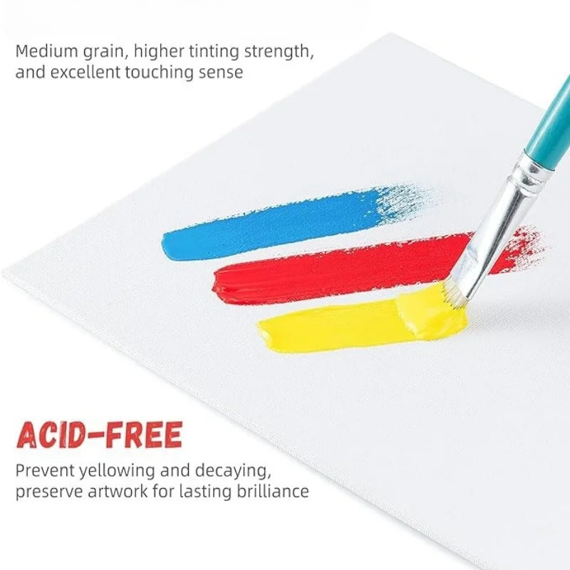 6pcs Canvas Board For Painting Cotton Blank Primed White Suitable For Gouache Watercolor Acrylic Oil Painting 3mm