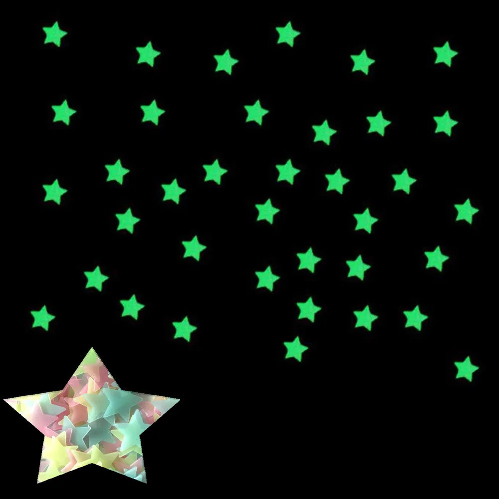 Glow In The Dark Star Stickers Multi Color Night Light Decorations Kids Room Wall Stickers