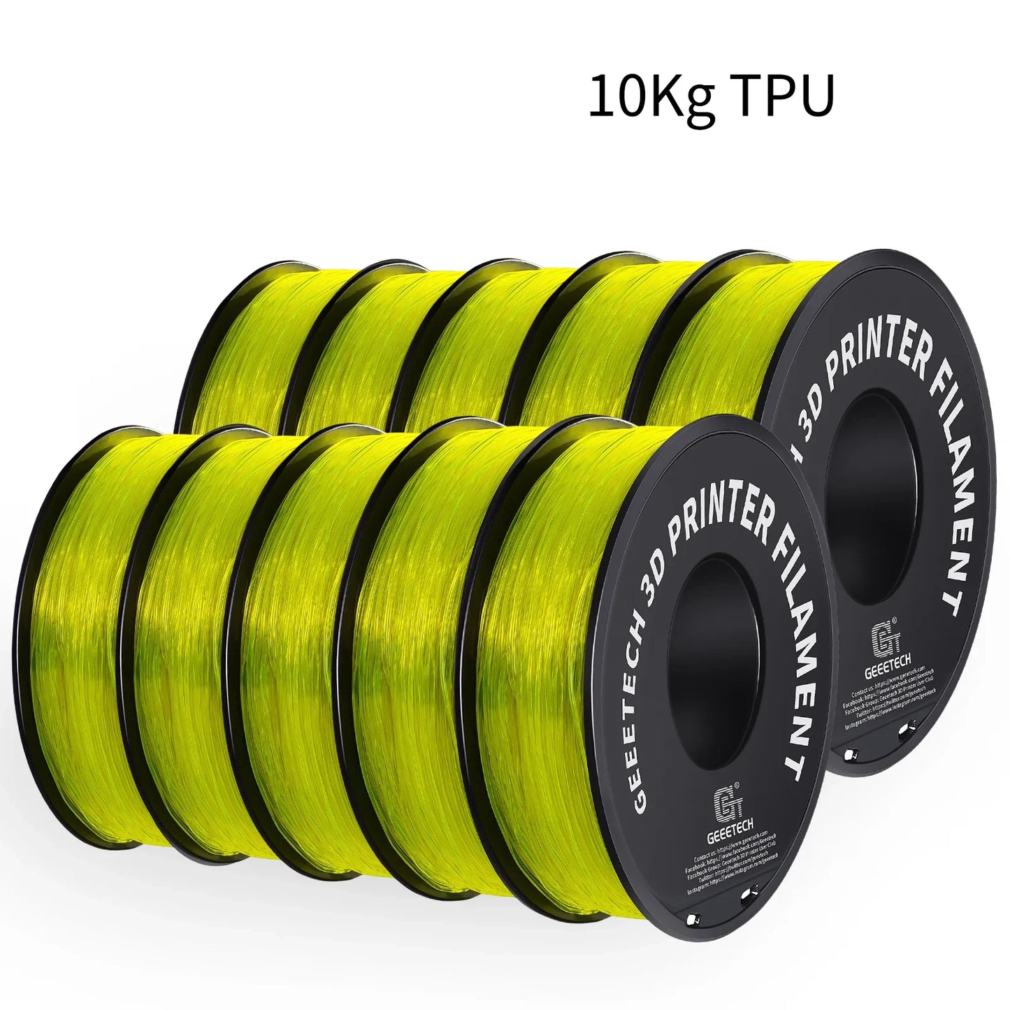 GEEETECH 10Kg TPU 3D Printer Filament material 1kg 2.2LBS/Spool 1.75mm Plastic Vacuum Packaging Non-Toxic Shore Hardness 95A
